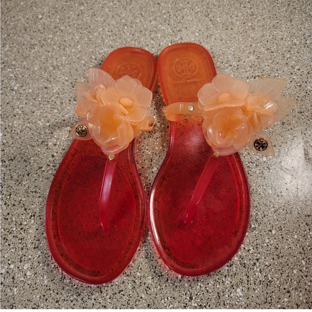 Tory Burch Blossom Jelly Sandals Size 6 Practically New.